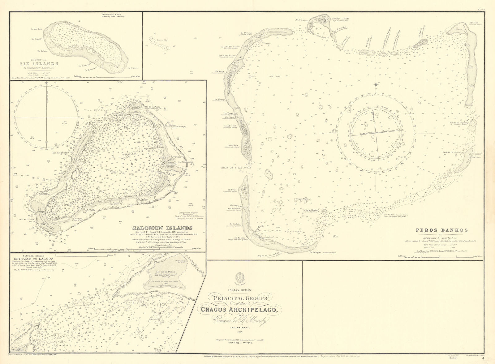 Chagos Islands Peros Banhos Egmont Salomon EAST INDIA CO. chart 1839 (1940) map